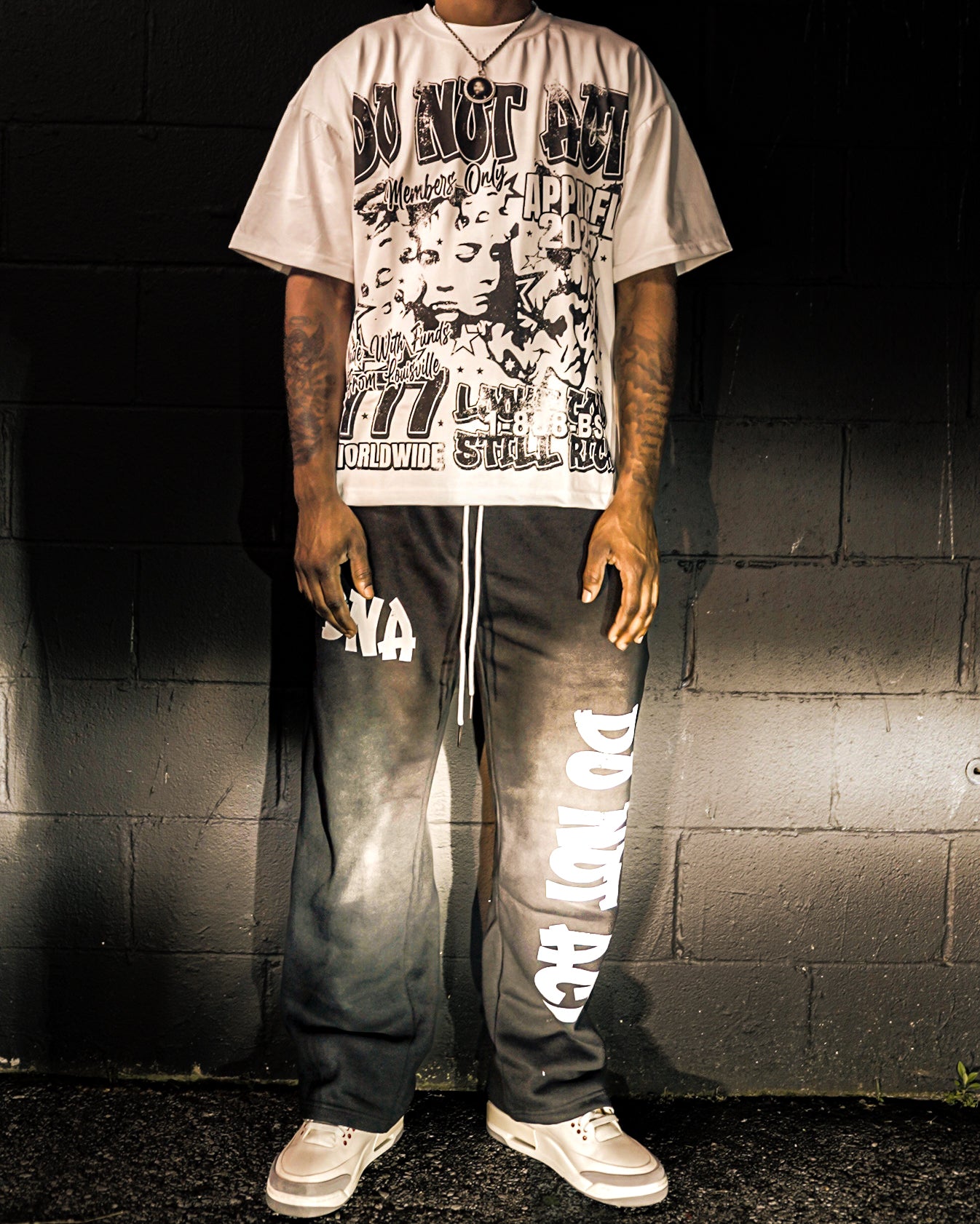 Black Baggy Acid Wash DNA Sweatpants