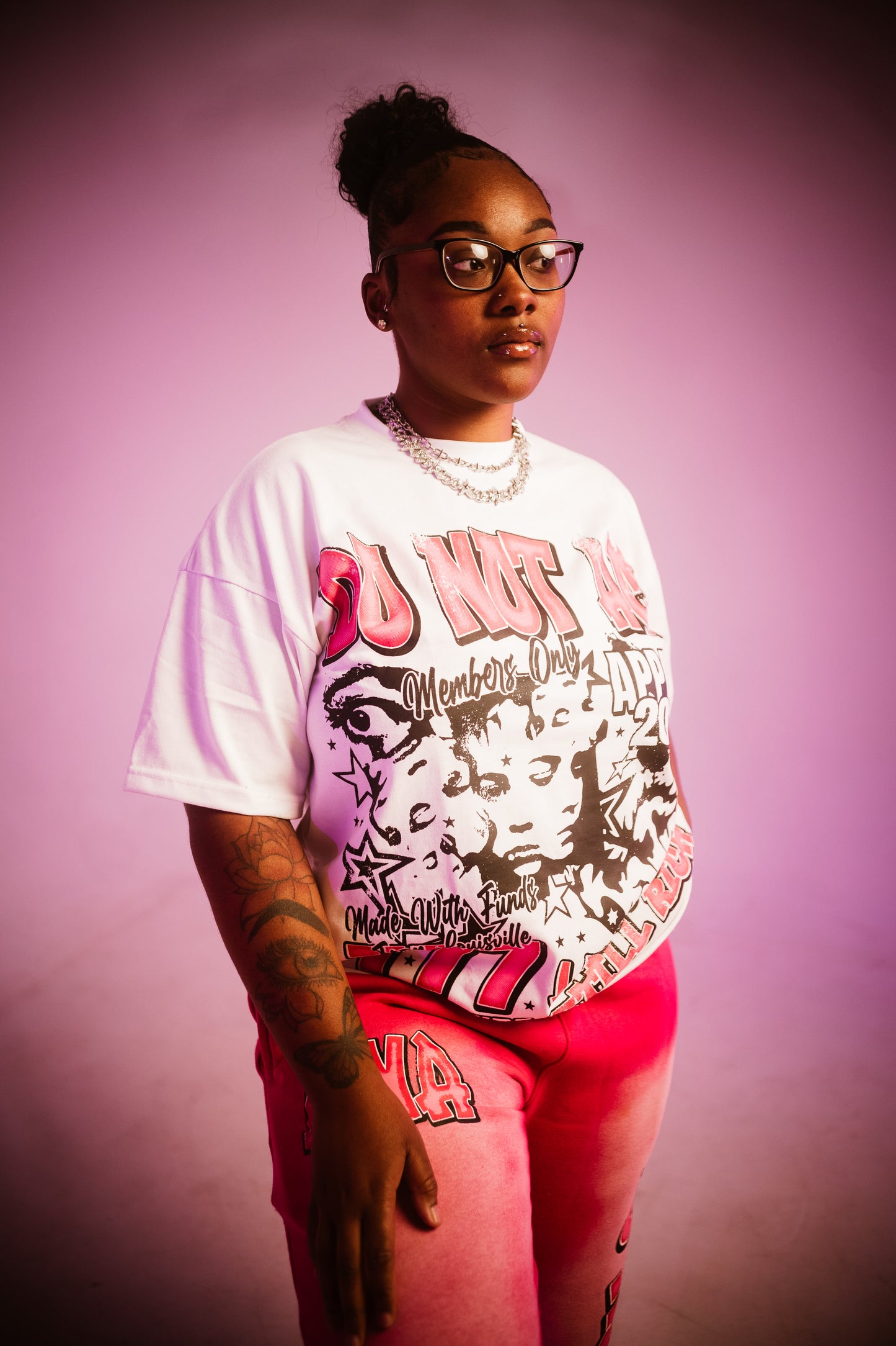 Oversized T-shirt & Baggy Acid Wash Sweatpants Pink Set