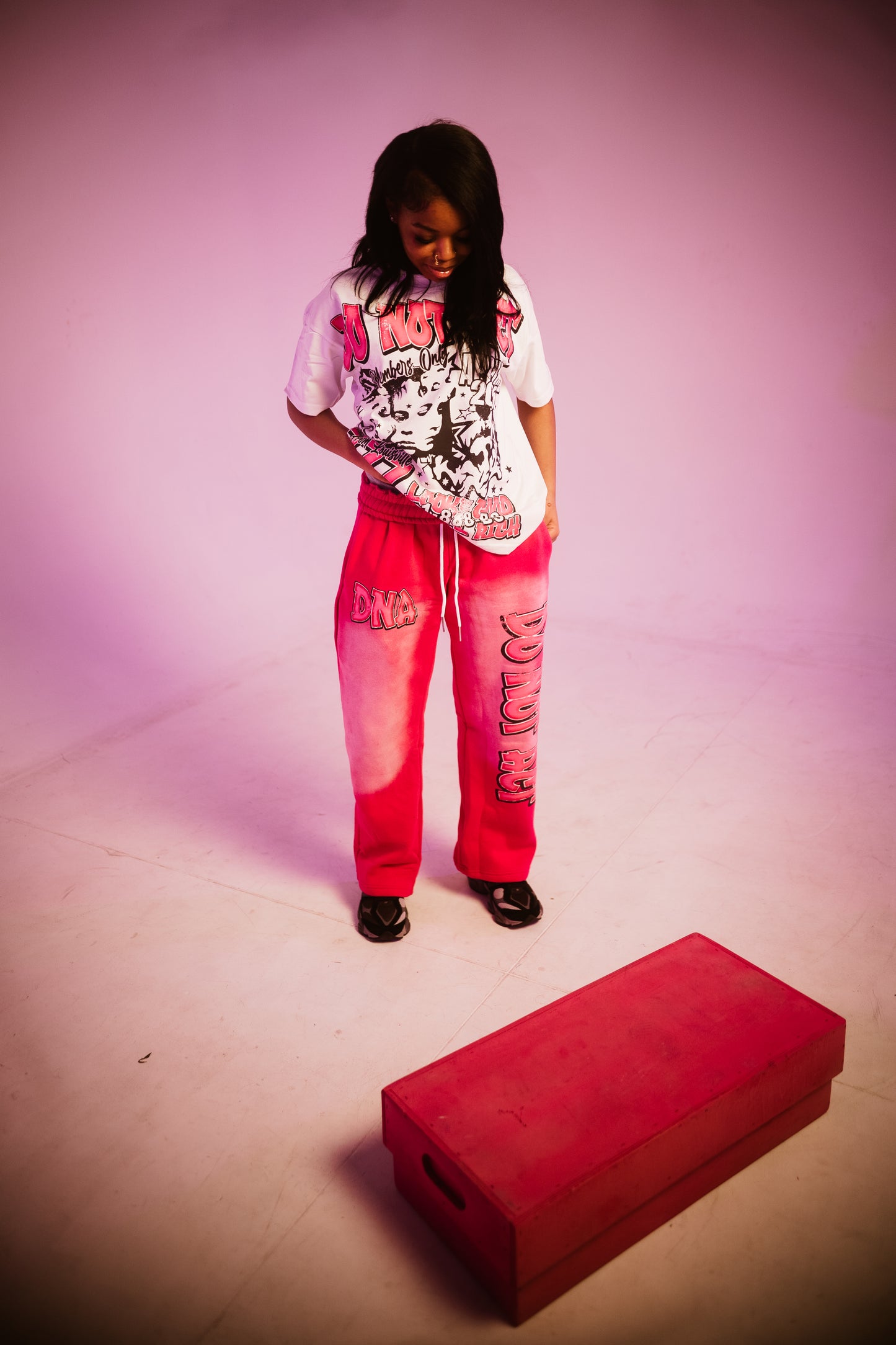 Baggy Acid Wash Pink DNA Sweatpants