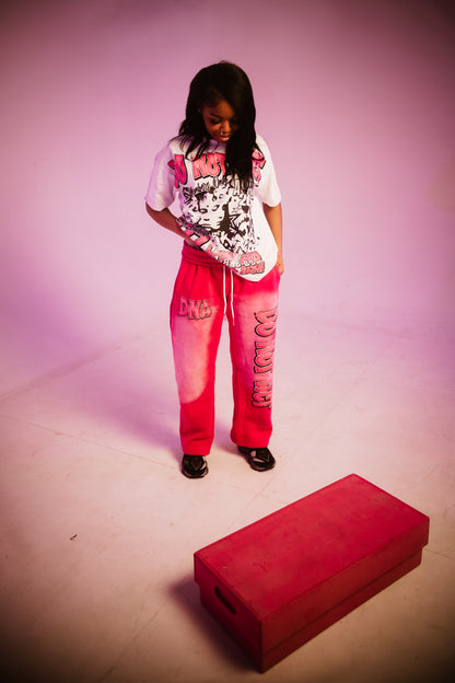 Baggy Acid Wash Pink DNA Sweatpants